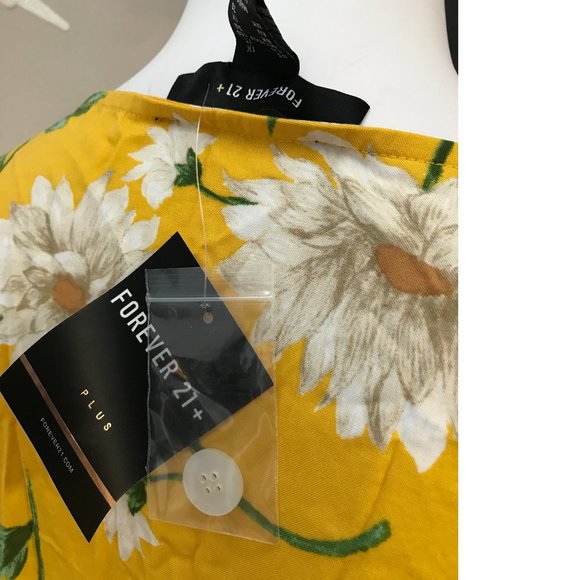 NWT F21 Forever 21+ PLUS SIZE Sunflower Dress Yellow Green White Floral photo - Picture 6 of 6